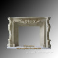 Flowers-carved Stone Fireplace Mantel White Marble Carving